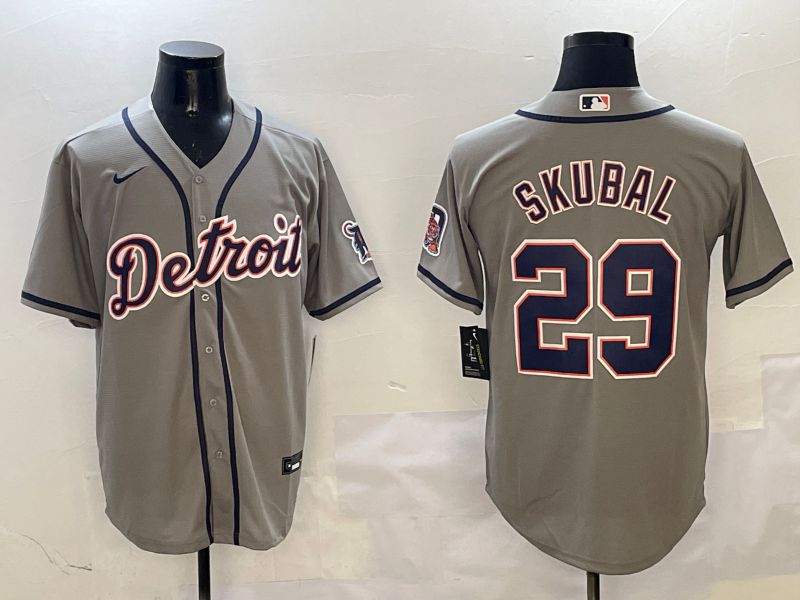 Men Detroit Tigers #29 Skubal Grey Game 2025 Nike MLB Jersey style 3121